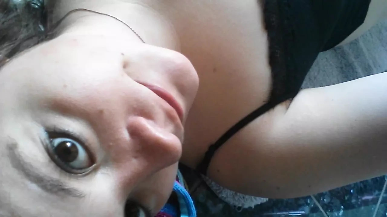 18 year old amputee girl touches her smooth innocent cleft